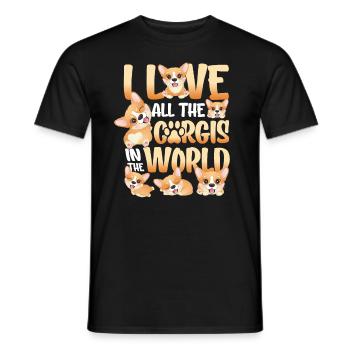 Ich liebe alle Corgis der Welt - Männer T-Shirt - Schwarz - Vorne - AI Model Male 178 light (178cm)