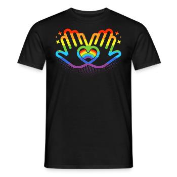 CSD LGBT Hände formen Regenbogen Herz Pride - Männer T-Shirt - Schwarz - Vorne - AI Model Male 178 light (178cm)