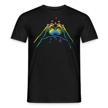 CSD LGBT Hands Shape Rainbow Heart Pride - Men's T-Shirt - black - Front - AI Model Male 178 light (178cm)