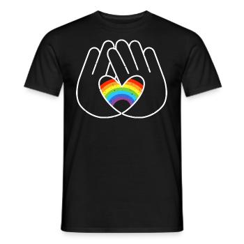 CSD LGBT Hände formen Regenbogen Herz Pride - Männer T-Shirt - Schwarz - Vorne - AI Model Male 178 light (178cm)