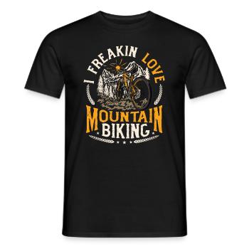 I FREAKIN LOVE Mountain Bike MTB - Men's T-Shirt - black - Front - AI Model Male 178 light (178cm)