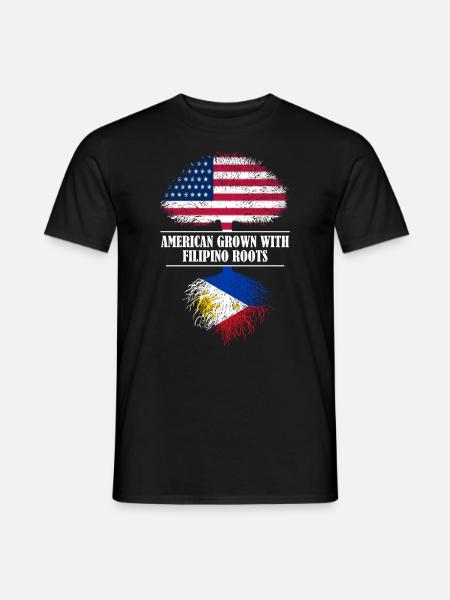 American grown with filipino roots Philippines - Männer T-Shirt - Schwarz