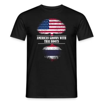 American grown with thai roots Thailand - Men's T-Shirt - black - Front - AI Model Male 178 light (178cm)