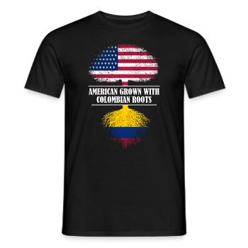American grown with colombian roots flag - Men's T-Shirt - black - Front - AI Model Male 178 light (178cm)