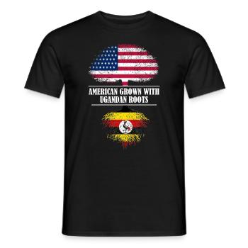 Américain cultivé avec des racines ougandaises drapeau - T-shirt homme - noir - Devant - AI Model Male 178 light (178cm)