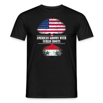 Américain cultivé avec des racines syriennes drapeau - T-shirt homme - noir - Devant - AI Model Male 178 light (178cm)