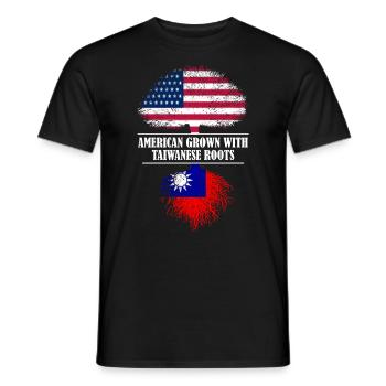 American grown with Taiwanese roots flag - Men's T-Shirt - black - Front - AI Model Male 178 light (178cm)