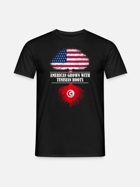 Américain cultivé avec des racines tunisiennes drapeau - T-shirt homme - noir