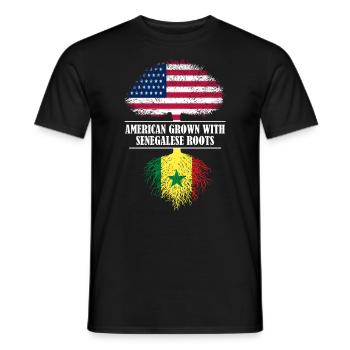 Américain cultivé avec des racines sénégalaises drapeau - T-shirt homme - noir - Devant - AI Model Male 178 light (178cm)