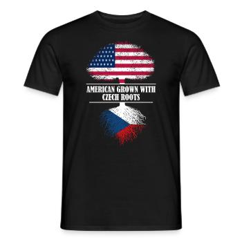 American grown with Czech roots flag - Männer T-Shirt - Schwarz - Vorne - AI Model Male 178 light (178cm)