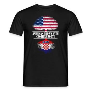 American grown with Croatian roots flag - Men's T-Shirt - black - Front - AI Model Male 178 light (178cm)