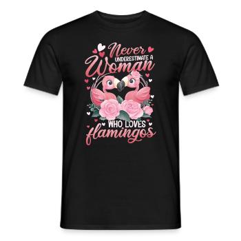 Ne sous-estimez jamais une femme qui aime les flamants roses - T-shirt homme - noir - Devant - AI Model Male 178 light (178cm)