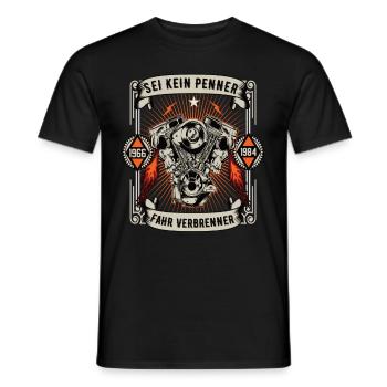 Sei kein Penner Fahr verbrenner Auto V8 Motor V6 - Männer T-Shirt - Schwarz - Vorne - AI Model Male 178 light (178cm)