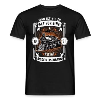 Modellbahn Eisenbahn Modelleisenbahn Modellbauer - Männer T-Shirt - Schwarz - Vorne - AI Model Male 178 light (178cm)