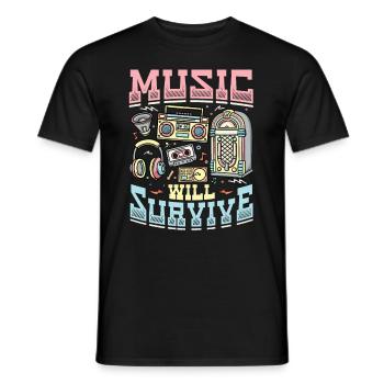 La musique survivra à la musique de la vieille école - T-shirt homme - noir - Devant - AI Model Male 178 light (178cm)
