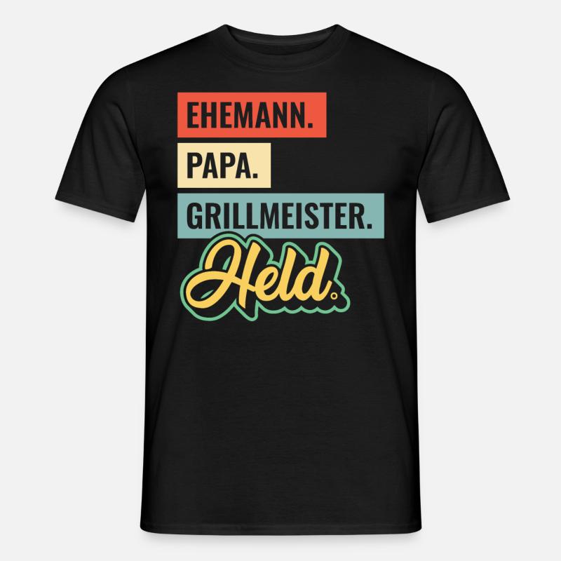 Grillmeister Retro Geschenk - Männer T-Shirt - Schwarz