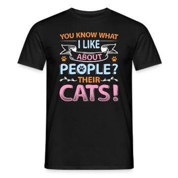 You know what I like about people and cats. - Men's T-Shirt - black - Front - AI Model Male 178 light (178cm)