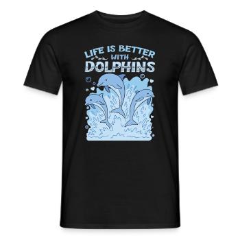 Life Is Better With Delphins - Männer T-Shirt - Schwarz - Vorne - AI Model Male 178 light (178cm)