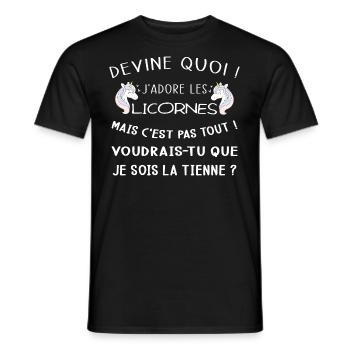 Devine quoi ! Je t'adore je veux être ta licorne ! - T-shirt homme - noir - Devant - AI Model Male 178 light (178cm)