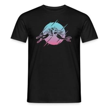 Scuba Diver Kissing Meerjungfrau - Männer T-Shirt - Schwarz - Vorne - AI Model Male 178 light (178cm)