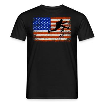 American Flag Hurdles Hurdling Hurdler Patriotic - Men's T-Shirt - black - Front - AI Model Male 178 light (178cm)