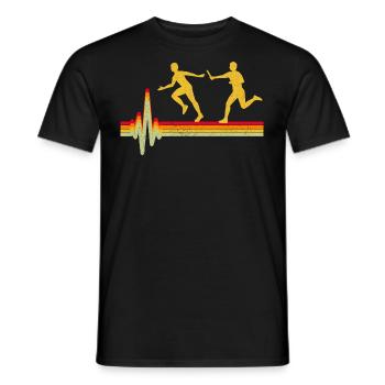 Relay race run athlete track & field heartbeat - Men's T-Shirt - black - Front - AI Model Male 178 light (178cm)