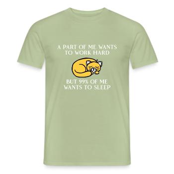 Une partie de moi veut travailler chat - T-shirt homme - vert sauge - Devant - AI Model Male 178 light (178cm)