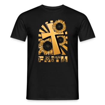 Croix religieuse de tournesol Foi chrétienne - T-shirt homme - noir - Devant - AI Model Male 178 light (178cm)