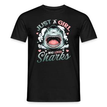 Mädchen, das Haie liebt - Männer T-Shirt - Schwarz - Vorne - AI Model Male 178 light (178cm)