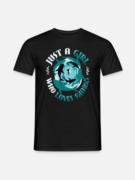Fille qui aime les requins - T-shirt homme - noir