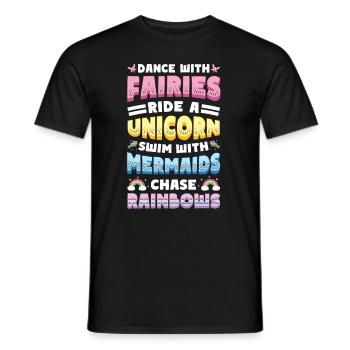 Feen Unicorns, Meerjungfrauen, Regenbogen. - Männer T-Shirt - Schwarz - Vorne - AI Model Male 178 light (178cm)