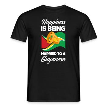 Happy is who married to a Guyanese - Men's T-Shirt - black - Front - AI Model Male 178 light (178cm)