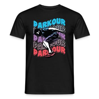 Freelaufender Parkour - Männer T-Shirt - Schwarz - Vorne - AI Model Male 178 light (178cm)
