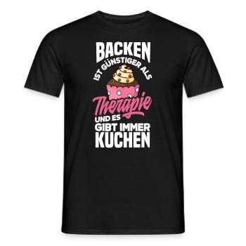 Backen Ist Günstiger Als Therapie Lustiges Backen - Männer T-Shirt - Schwarz - Vorne - AI Model Male 178 light (178cm)