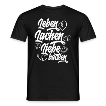 Leben Lachen Lieben Backen Lustiges Backen - Männer T-Shirt - Schwarz - Vorne - AI Model Male 178 light (178cm)