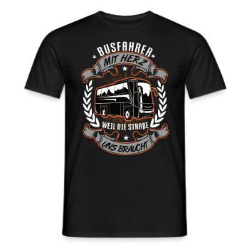 Busfahrer mit Herz Bus Schulbus Busse Busfahrerin - Männer T-Shirt - Schwarz - Vorne - AI Model Male 178 light (178cm)