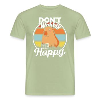Dont Worry be Capy Wasserschwein - Männer T-Shirt - Sage - Vorne - AI Model Male 178 light (178cm)