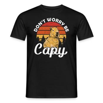 Sunset Dont Worry be Capy Wasserschwein - Men's T-Shirt - black - Front - AI Model Male 178 light (178cm)