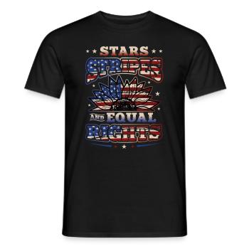 Stars Stripes and Equality - Men's T-Shirt - black - Front - AI Model Male 178 light (178cm)