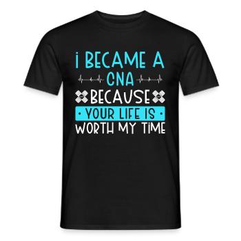 Life-saving nursing service for patients - Men's T-Shirt - black - Front - AI Model Male 178 light (178cm)