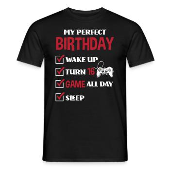16e anniversaire Jeune joueur de jeu - T-shirt homme - noir - Devant - AI Model Male 178 light (178cm)