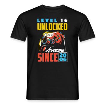 16e anniversaire Jeune joueur de jeu - T-shirt homme - noir - Devant - AI Model Male 178 light (178cm)