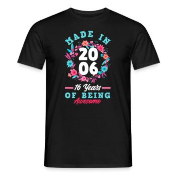 Fille du 16e anniversaire née en 2006 - T-shirt homme - noir - Devant - AI Model Male 178 light (178cm)