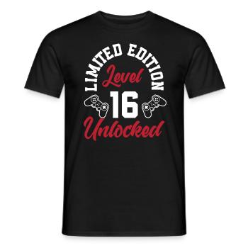 16e anniversaire Jeune joueur de jeu - T-shirt homme - noir - Devant - AI Model Male 178 light (178cm)