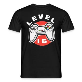 16ème anniversaire Garçons Gaming Gamer Niveau 16 - T-shirt homme - noir - Devant - AI Model Male 178 light (178cm)