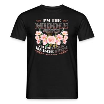 Mittlere Schwester, warum wir Regeln haben. - Männer T-Shirt - Schwarz - Vorne - AI Model Male 178 light (178cm)