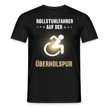 Rollstuhlfahrer auf der Überholspur Rollstuhl - Männer T-Shirt - Schwarz - Vorne - AI Model Male 178 light (178cm)
