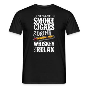Cigars and Whiskey Cigar Smoker Gift - Men's T-Shirt - black - Front - AI Model Male 178 light (178cm)