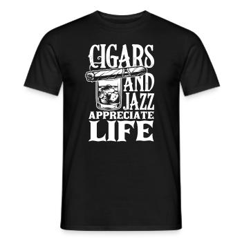 Zigarre Und Jazz Zigarrenraucher Geschenk - Männer T-Shirt - Schwarz - Vorne - AI Model Male 178 light (178cm)
