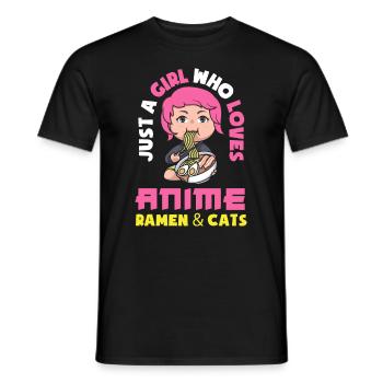 Nur Ein Mädchen Das Anime Ramen Katzen Liebt - Männer T-Shirt - Schwarz - Vorne - AI Model Male 178 light (178cm)